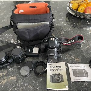 Canon Eos Rebel xs Eos 100D. Extra lenses and case.
